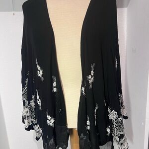 Ivy Jane Black Cardigan with White Floral Embroidery